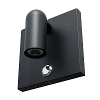Бра с выключателем LED Omega 200937 Lightstar чёрный на 1 лампу, основание чёрное в стиле современный минимализм хай-тек для чтения