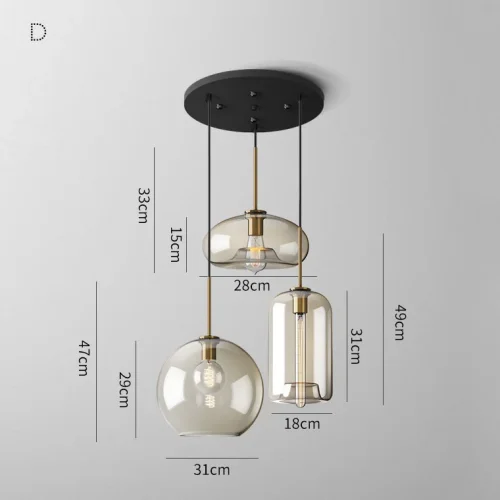 Светильник подвесной VILMO TRIO F 213948-26 ImperiumLoft янтарный на 3 лампы, основание латунь в стиле современный лофт фото 3 Светильник подвесной VILMO TRIO F 213948-26 ImperiumLoft янтарный на 3 лампы, основание латунь в стиле современный лофт фото 3