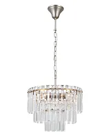 Люстра подвесная Crystal V10736-4P Moderli прозрачная на 4 лампы, основание матовое хром в стиле модерн классика 