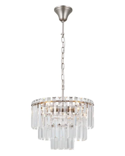 Люстра подвесная Crystal V10736-4P Moderli прозрачная на 4 лампы, основание матовое хром в стиле классический современный 