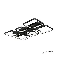 Люстра потолочная LED с пультом Satellite 6813-8N-X-T BK iLedex чёрная на 1 лампу, основание чёрное в стиле современный хай-тек с пультом квадраты