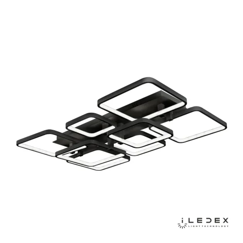 Люстра потолочная LED с пультом Satellite 6813-8N-X-T BK iLedex чёрная на 1 лампу, основание чёрное в стиле современный хай-тек с пультом квадраты