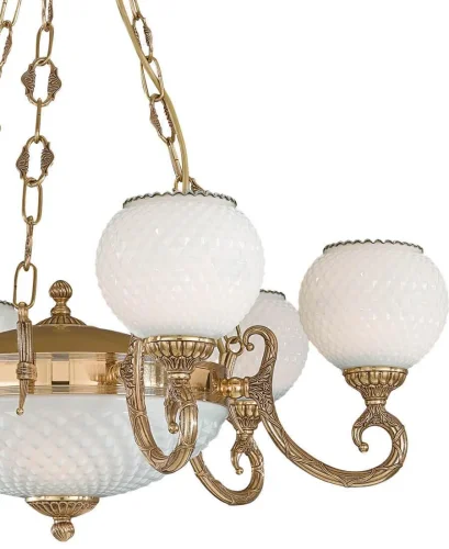 Люстра подвесная  L 8550/6+2 Reccagni Angelo белая на 8 ламп, основание золотое в стиле классический  фото 3