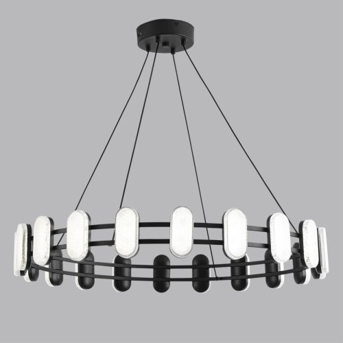 Люстра подвесная LED Ovela 8342/40L Lumion белая на 1 лампу, основание чёрное в стиле минимализм современный хай-тек кольца фото 4