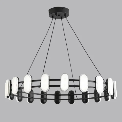 Люстра подвесная LED Ovela 8342/40L Lumion белая на 1 лампу, основание чёрное в стиле современный хай-тек минимализм кольца фото 4