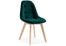 Деревянный стул Filip green / wood 15100 Woodville, зелёный/велюр, ножки/массив бука/натуральный, размеры - ****460*530