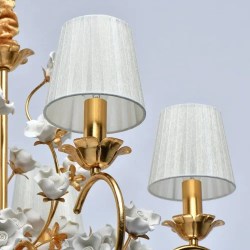 Люстра подвесная Сицилия 282011905 Chiaro белая на 5 ламп, основание золотое в стиле классический флористика  фото 5