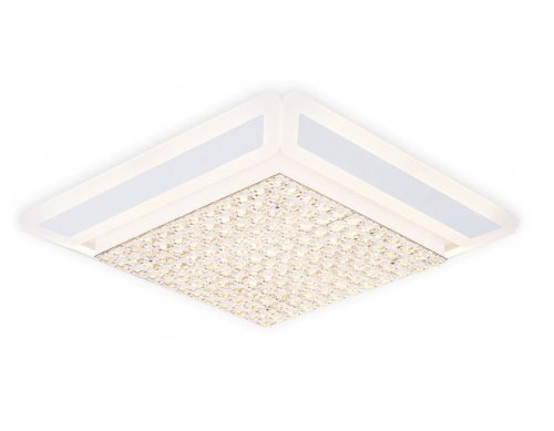 Люстра потолочная LED с пультом Cristal akril FA141 Ambrella light белая на 1 лампа, основание белое в стиле хай-тек с пультом квадраты