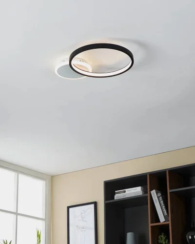 Светильник потолочный LED Gafares 900421 Eglo чёрный 1 лампа, основание белое в стиле минимализм современный кольца фото 2