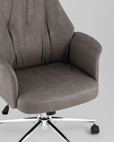 Кресло офисное TopChairs Neoma, серый, экокожа УТ000041775 Stool Group, /, ножки//, размеры - ***** фото 5