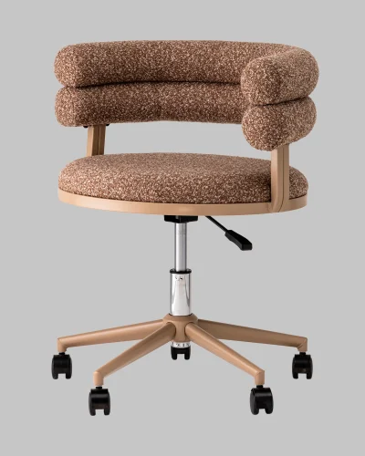 Стул офисный Ponty, светло-коричневый, бежевые ножки УТ000040474 Stool Group, коричневый/букле, ножки/пластик/бежевый, размеры - 670*750***700*610 фото 6