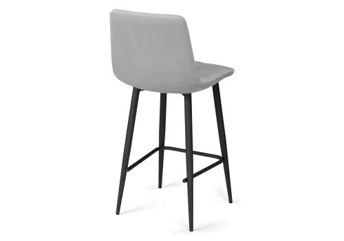 Полубарный стул Чилли К светло-серый / черный 537074 Woodville, серый/велюр, ножки/металл/чёрный, размеры - ****430*420 фото 4