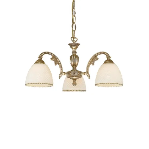 Люстра подвесная  L 7105/3 Reccagni Angelo бежевая на 3 лампы, основание золотое в стиле классический  фото 3