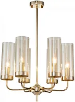 Люстра потолочная Metric V10020-6P Moderli янтарная на 6 ламп, основание золотое в стиле современный 