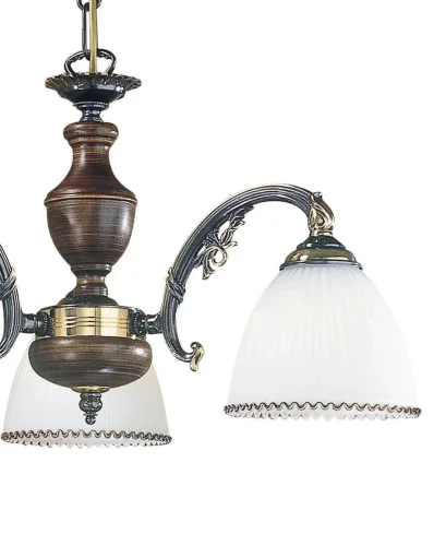 Люстра подвесная  L 3800/3 Reccagni Angelo белая на 3 лампы, основание бронзовое коричневое в стиле кантри классический  фото 2