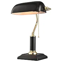 Настольная лампа офисная 324-024-01 Velante чёрная на 1 лампу, основание чёрное металл в стиле винтаж классический Настольная лампа офисная 324-024-01 Velante чёрная на 1 лампу, основание чёрное металл в стиле винтаж классический