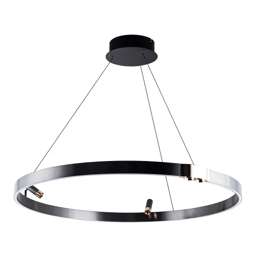 Светильник подвесной LED Cesare A1993SP-38BK Arte Lamp чёрный на 1 лампу, основание чёрное в стиле минимализм хай-тек современный кольца