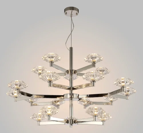 Люстра подвесная REBECA SP5+10+5 NICKEL Crystal Lux прозрачная на 20 ламп, основание никель в стиле современный фото 2 Люстра подвесная REBECA SP5+10+5 NICKEL Crystal Lux прозрачная на 20 ламп, основание никель в стиле современный фото 2