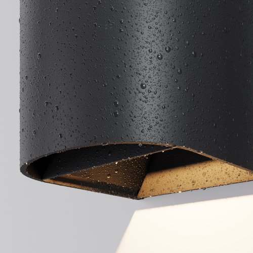 Настенный светильник ЛЕД уличный Драп / Drape O526WL-L10B3K Maytoni уличный IP65 чёрный на 1 лампу, плафон чёрный в стиле современный ЛЕД фото 4