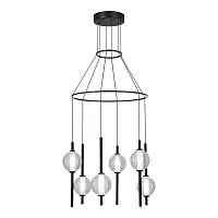 Светильник подвесной LED Peek SL6120.403.06 ST-Luce прозрачный на 6 ламп, основание чёрное в стиле минимализм 