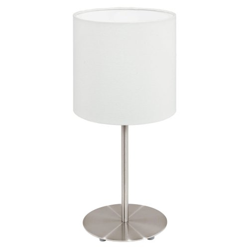 Настольная лампа PASTERI 95725 Eglo белая 1 лампа, основание никель серое металл в стиле современный 