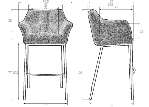 Набор 2 шт Стул барный DOBRIN LUCAS (серая ткань (F-22)) цвет сиденья серая ткань (F-22), цвет основания черный Dobrin, серый/ткань, ножки/металл/, размеры - *1030**** фото 11 Набор 2 шт Стул барный DOBRIN LUCAS (серая ткань (F-22)) цвет сиденья серая ткань (F-22), цвет основания черный Dobrin, серый/ткань, ножки/металл/, размеры - *1030**** фото 11