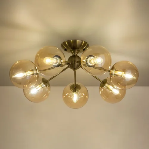 Люстра потолочная Томми CL102173 Citilux янтарная на 7 ламп, основание бронзовое в стиле современный шар фото 2