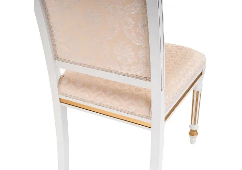 Деревянный стул Рембрандт молочный с золотой патиной 406093 Woodville, бежевый/ткань, ножки/массив бука/молочный, размеры - ****470*530 фото 7