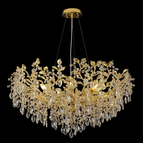 Люстра подвесная EDEN SP10 GOLD Crystal Lux прозрачная на 10 ламп, основание золотое в стиле флористика фото 4