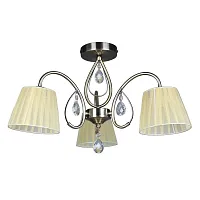 Люстра потолочная Cardillo OML-56617-03 Omnilux бежевая на 3 лампы, основание бронзовое в стиле классический 