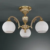 Люстра потолочная  PL 8820/3 Reccagni Angelo белая на 3 лампы, основание золотое в стиле классический 