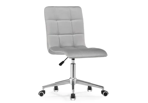 Компьютерное кресло Квадро светло-серое / хром 539659 Woodville, серый/велюр, ножки/металл/хром, размеры - *960***420*570