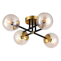 Люстра потолочная Памела CL144145 Citilux янтарная на 4 лампы, основание бронзовое в стиле модерн лофт 