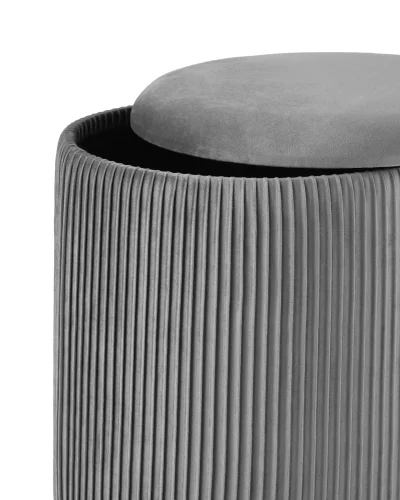 Пуф Шарлотта с ящиком, велюр серый УТ000025559 Stool Group на 1 , основание в стиле фото 5