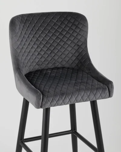Стул барный Ститч, вельвет серый УТ000001371 Stool Group, серый/вельвет, ножки/металл/чёрный, размеры - ***** фото 8