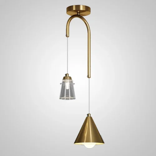 Светильник подвесной ADRIELL gold 189873-23 ImperiumLoft прозрачный золотой на 2 лампы, основание золотое в стиле современный 