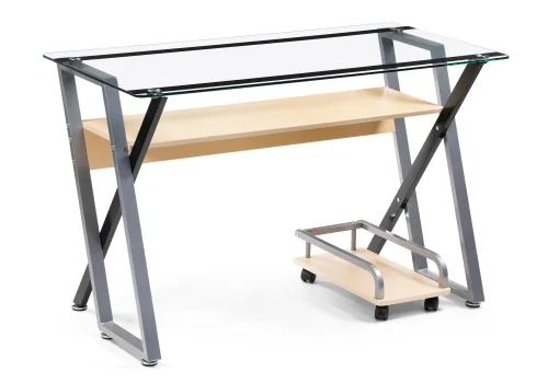 Компьютерный стол Gunar silver gray / clear glass 11976 Woodville столешница прозрачная из стекло фото 5