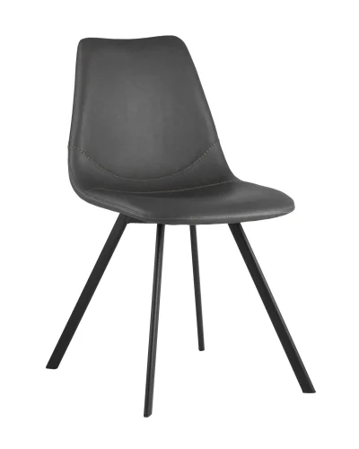 Стул Саксон, кожзам, серый УТ000000648 Stool Group, серый/экокожа, ножки/металл/чёрный, размеры - ****460*535