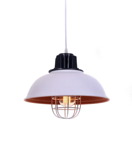Светильник подвесной лофт Fuko LDP 6859-1 WT Lumina Deco белый 1 лампа, основание чёрное в стиле лофт 