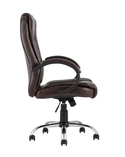Кресло руководителя TopChairs Atlant NEW, коричневое УТ000005406 Stool Group, коричневый/экокожа, ножки/металл/хром, размеры - ****630*760 фото 5