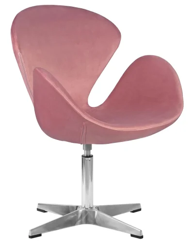 Кресло дизайнерское  69A-LMO SWAN, цвет сиденья розовый велюр BLUVEL52, алюминиевое основание Dobrin, розовый/велюр, ножки/металл/алюминий, размеры - ****710*600