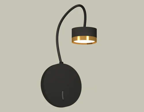 Бра с выключателем XB9596152 Ambrella light золотой чёрный на 1 лампа, основание чёрное в стиле современный хай-тек гибкая ножка для чтения
