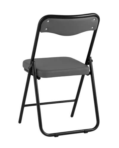 Складной стул Джонни экокожа серый каркас черный матовый УТ000035362 Stool Group, чёрный/экокожа, ножки/металл/чёрный, размеры - ****450*495 фото 6