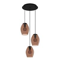 Светильник подвесной Estanys 1 390161 Eglo коричневый 3 лампы, основание чёрное в стиле современный каскад