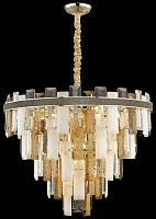 Люстра подвесная Christel WE115.18.303 Wertmark прозрачная янтарная белая на 18 ламп, основание золотое в стиле современный классический 
