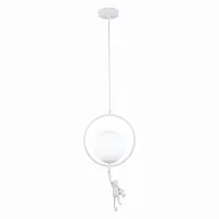 Светильник подвесной Tenato SLE115113-01 Evoluce белый 1 лампа, основание белое в стиле современный обезьяна