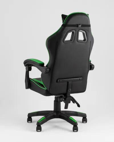 Кресло спортивное TopChairs Shadow, черно-зеленый УТ000039465 Stool Group, чёрный зелёный/экокожа, ножки/пластик/чёрный, размеры - *1270**** фото 5