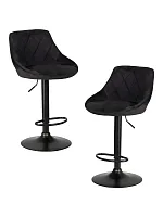 Стул барный набор 2 шт. SET-2 5007_BlackBase-LM LOGAN BLACK, цвет сиденья черный (MJ9-101), цвет основания черный Dobrin, /велюр, ножки/металл/чёрный, размеры - 840*1060***455*480