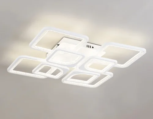 Люстра потолочная LED с пультом FA4423 Ambrella light белая на 1 лампу, основание белое в стиле современный хай-тек с пультом квадраты фото 5