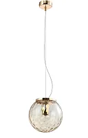 Светильник подвесной MAYO SP1 D200 GOLD/AMBER Crystal Lux прозрачный 1 лампа, основание золотое в стиле современный выдувное